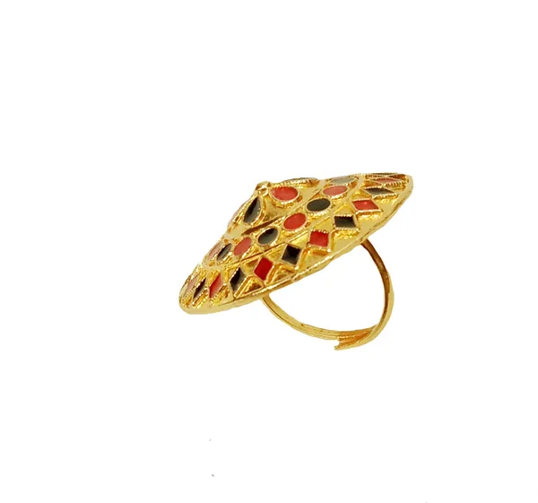 Assamese_Traditional_Copper_Gold_Plated_Red_Black_Colour_Finger-Ring_For_Girls_&_Women